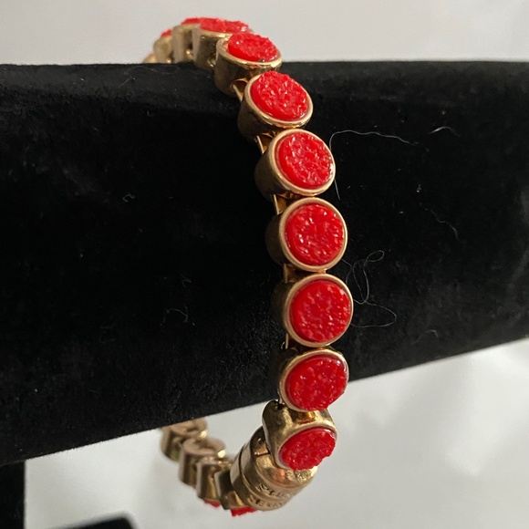 Plunder Red Druzy Magnetic Bracelet Goldtone - Picture 6 of 14